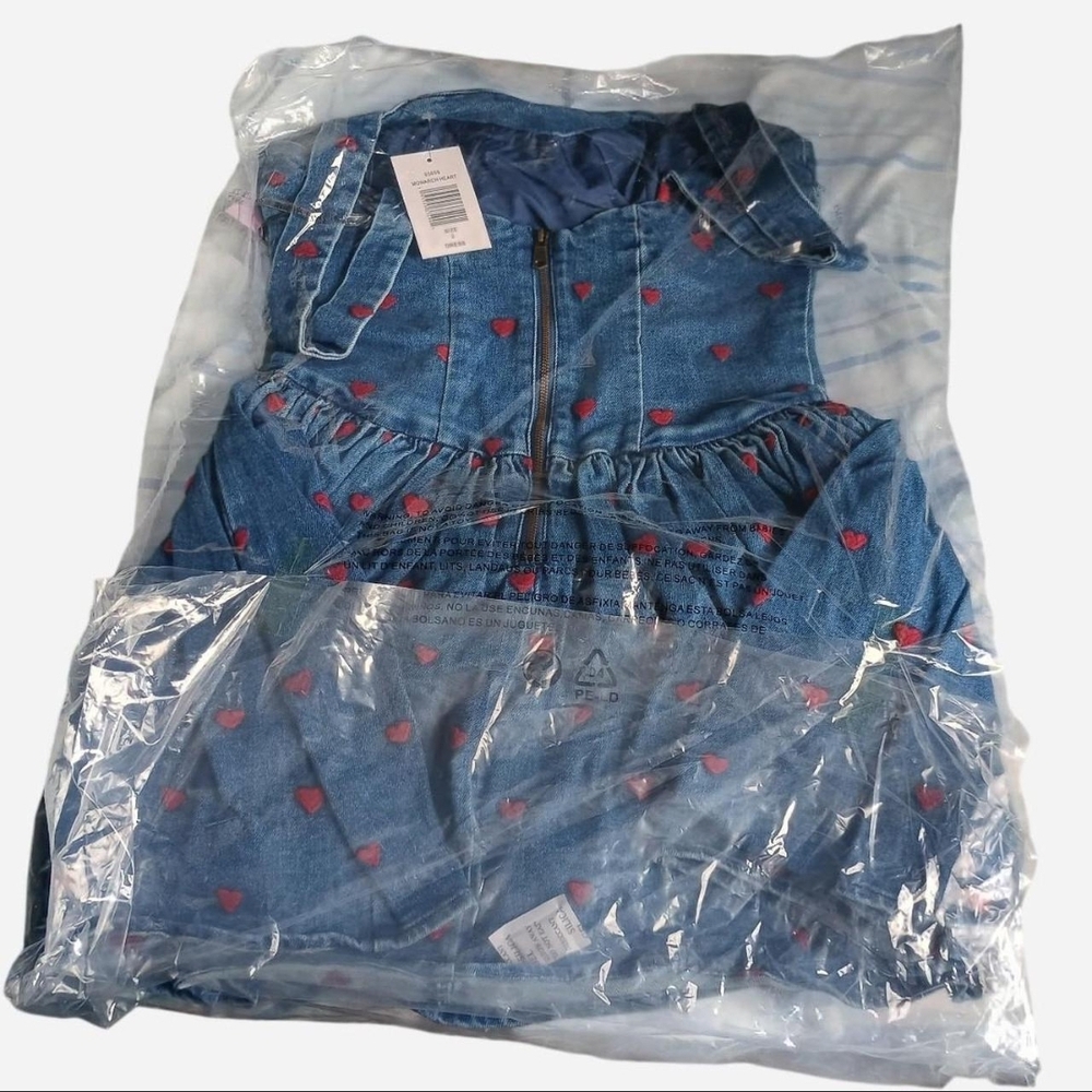 Avec Les Filles Blue Denim Heart Embroidery Dress - Picture 6 of 7